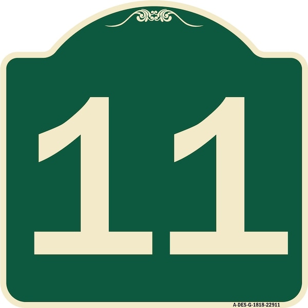 Signmission Sign with Number 11 Heavy-Gauge Aluminum Architectural Sign, 18" x 18", G-1818-22911 A-DES-G-1818-22911 - main